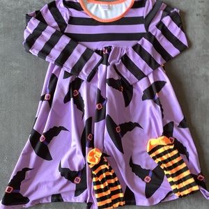 Kids Halloween outfit with striped tights